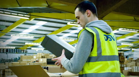DSV warehouse packing consumer goods